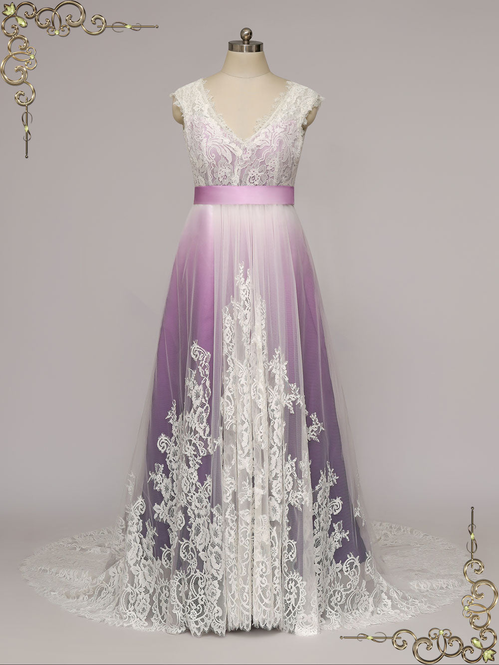 Woman Beauty Lilac Wreath, Fluttering Silk Purple Dress, Beautiful Fashion  Gown Waving on White Stock Image - Image of fashions, dynamic: 183189101